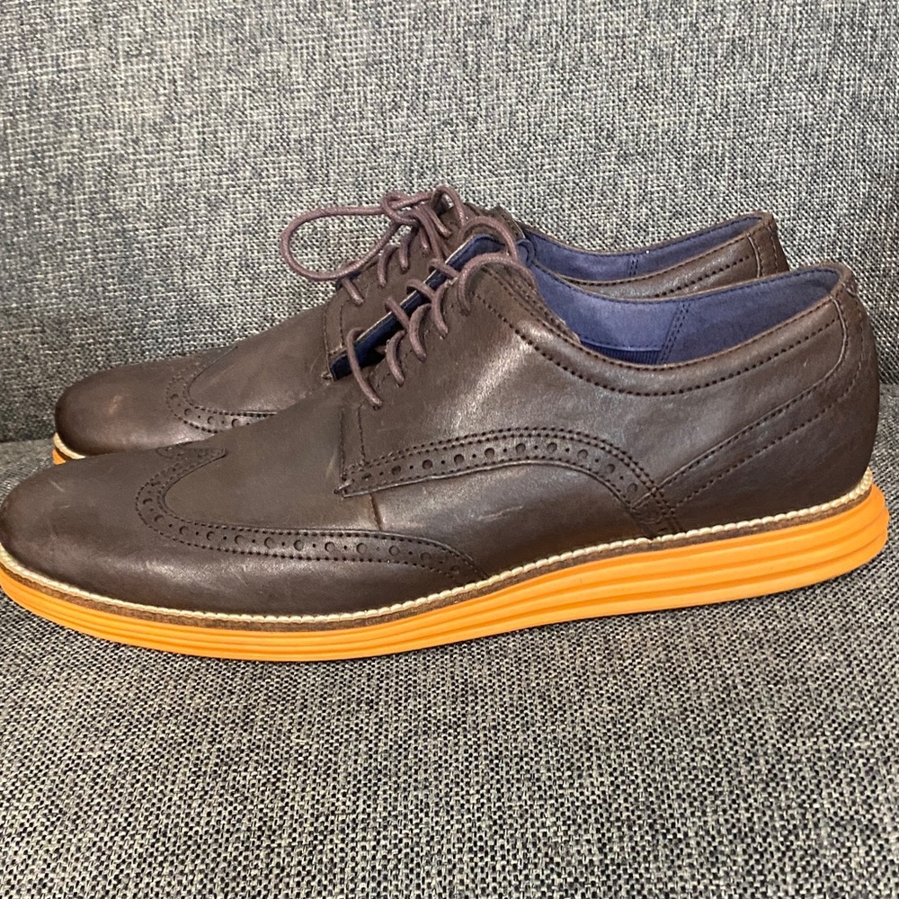 Cole Haan Dark Brown Leather Oxfords with Tan Sole
